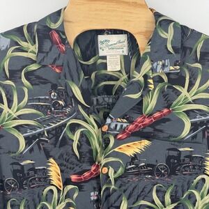Diamond Head Sportswear Mens Large Hawaiian Shirt Train Sugar Cane Rayon Hawaii